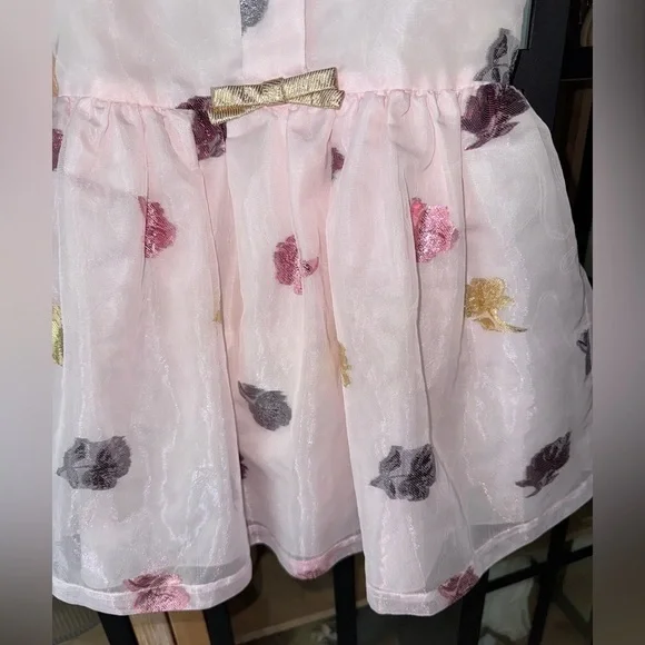 Hucklebones London dress empire bows organza formal metallic blush toddler girls - Picture 5 of 9